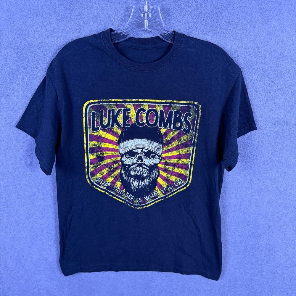 Luke Combs What You See Is What You Get Tour Shirt Mens Small Navy Blue 2021